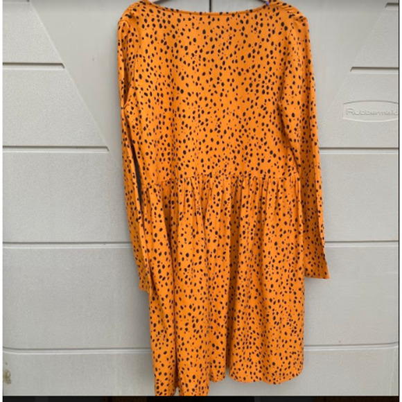 Pepaloves by Anthropologie Women Mustard Cheetah Baby Doll High Waist Dress M - Picture 6 of 11